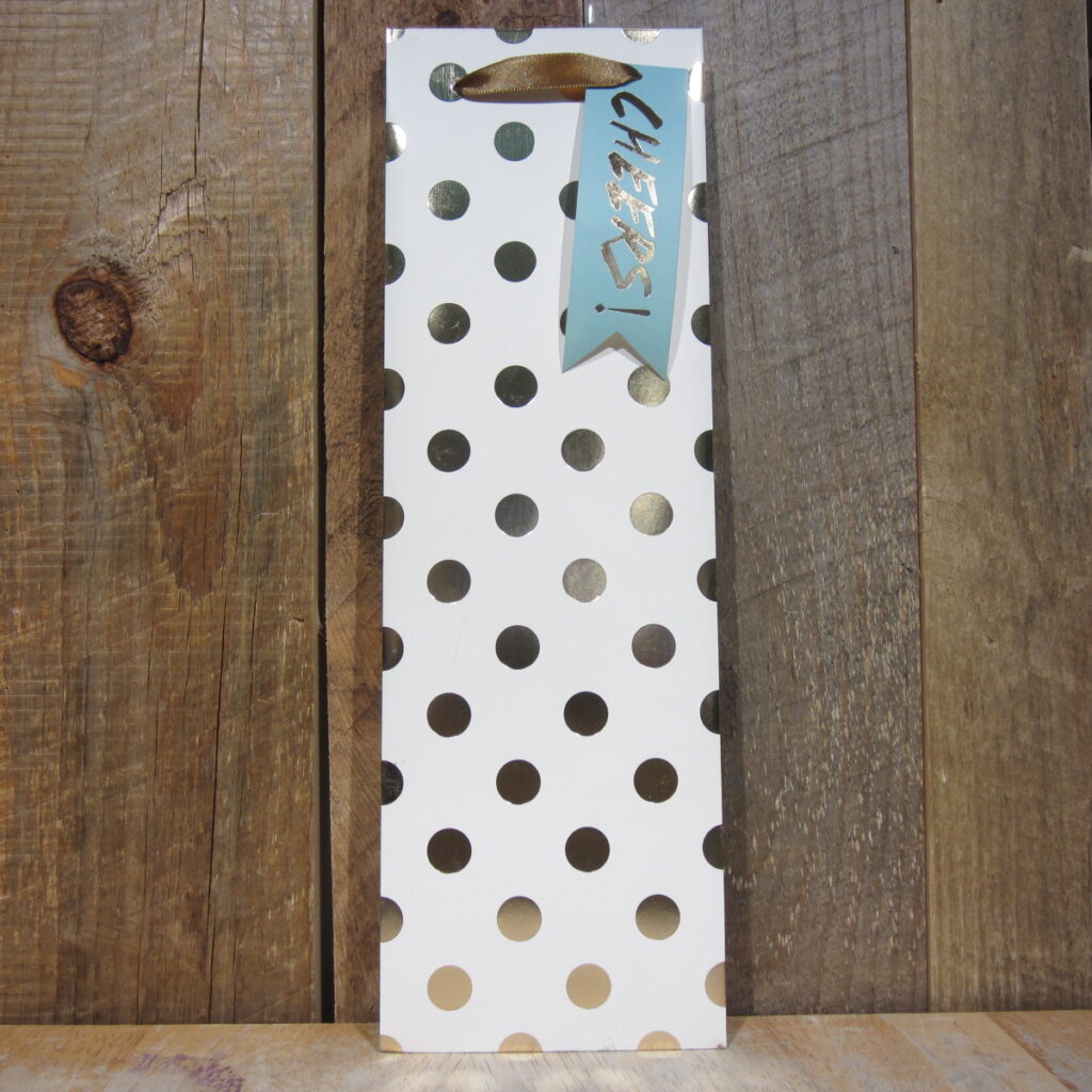 ASSORTED LARGE GOLD POLKA DOT WINE BAG