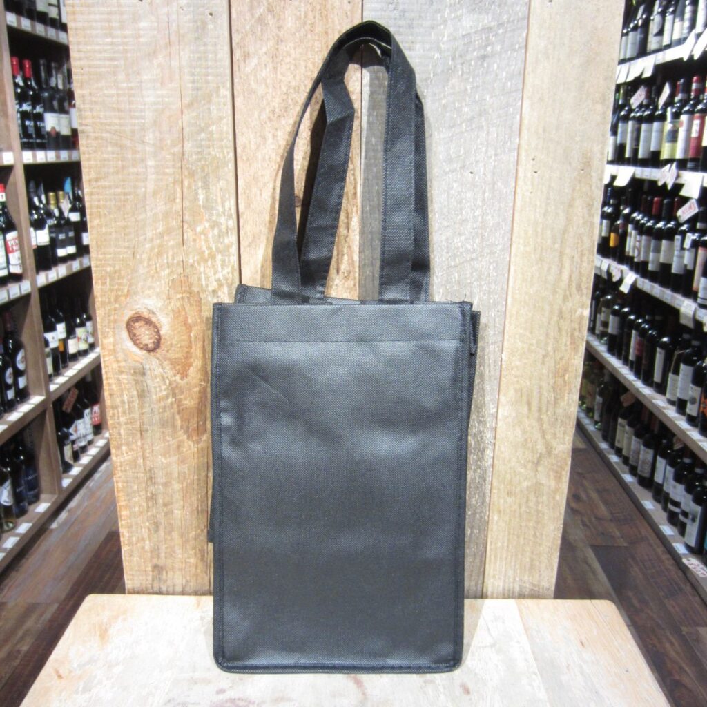 4 BOTTLE WOVEN REUSABLE BLACK TOTE BAG e1573264548554
